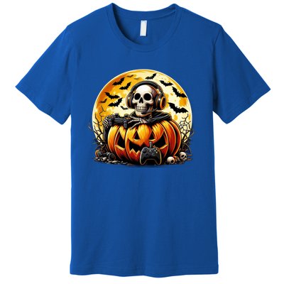 Skeleton Gamer Gaming Controller Halloween Gamer Skeleton Gift Premium T-Shirt