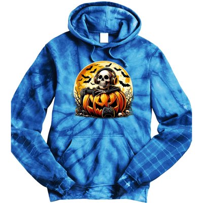 Skeleton Gamer Gaming Controller Halloween Gamer Skeleton Gift Tie Dye Hoodie