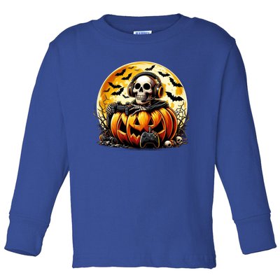 Skeleton Gamer Gaming Controller Halloween Gamer Skeleton Gift Toddler Long Sleeve Shirt