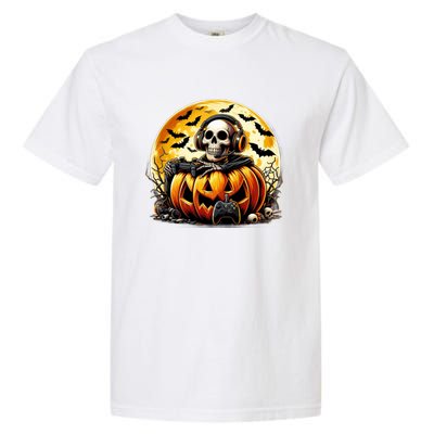 Skeleton Gamer Gaming Controller Halloween Gamer Skeleton Gift Garment-Dyed Heavyweight T-Shirt