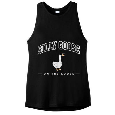 Silly Goose Goose On The Loose Funny Silly Goose University Ladies PosiCharge Tri-Blend Wicking Tank