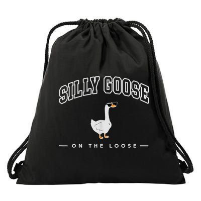 Silly Goose Goose On The Loose Funny Silly Goose University Drawstring Bag