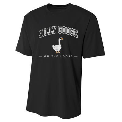 Silly Goose Goose On The Loose Funny Silly Goose University Performance Sprint T-Shirt