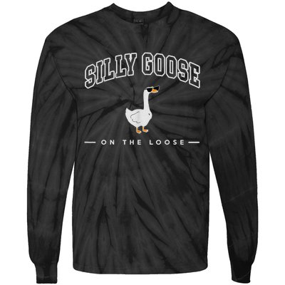 Silly Goose Goose On The Loose Funny Silly Goose University Tie-Dye Long Sleeve Shirt