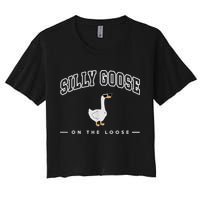 Silly Goose Goose On The Loose Funny Silly Goose University Women's Crop Top Tee