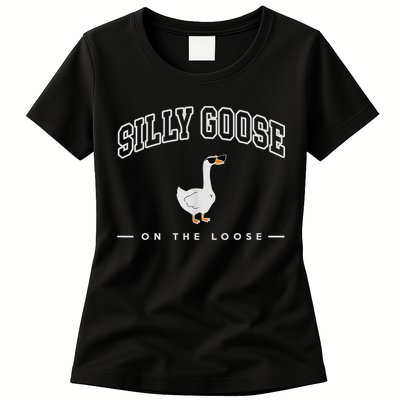 Silly Goose Goose On The Loose Funny Silly Goose University Womens T-Shirt