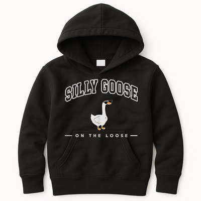 Silly Goose Goose On The Loose Funny Silly Goose University Kids Hoodie