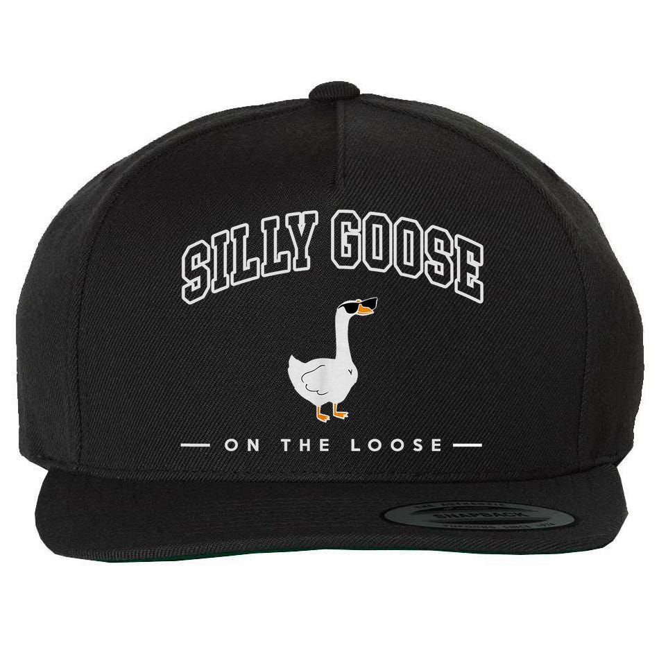 Silly Goose Goose On The Loose Funny Silly Goose University Wool Snapback Cap
