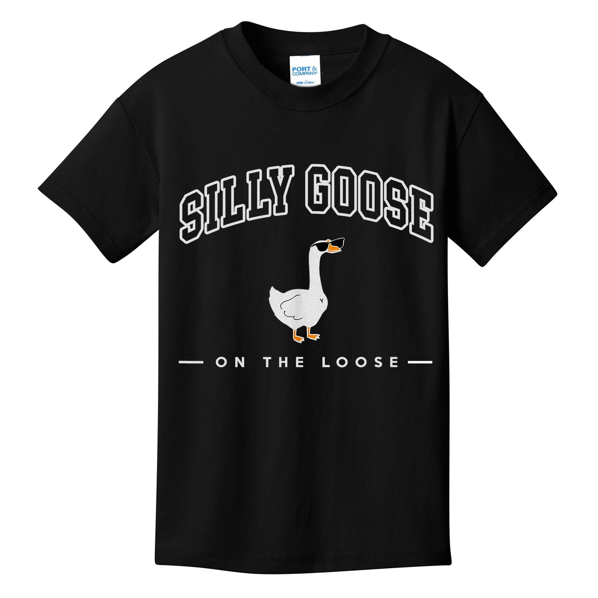 Silly Goose Goose On The Loose Funny Silly Goose University Kids T-Shirt