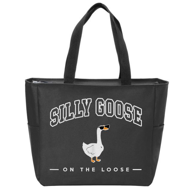Silly Goose Goose On The Loose Funny Silly Goose University Zip Tote Bag