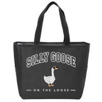 Silly Goose Goose On The Loose Funny Silly Goose University Zip Tote Bag