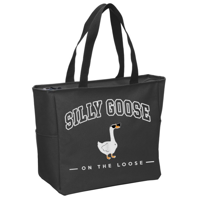 Silly Goose Goose On The Loose Funny Silly Goose University Zip Tote Bag