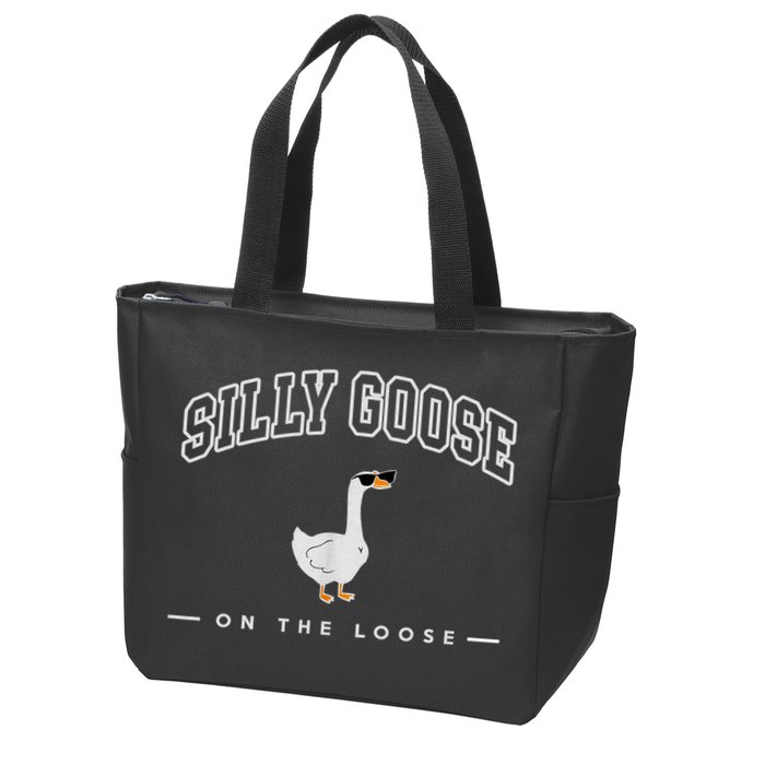 Silly Goose Goose On The Loose Funny Silly Goose University Zip Tote Bag