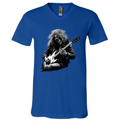 Skeleton Guitar Guy Rock And Roll Band Rock On Gift V-Neck T-Shirt