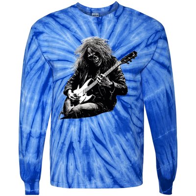 Skeleton Guitar Guy Rock And Roll Band Rock On Gift Tie-Dye Long Sleeve Shirt