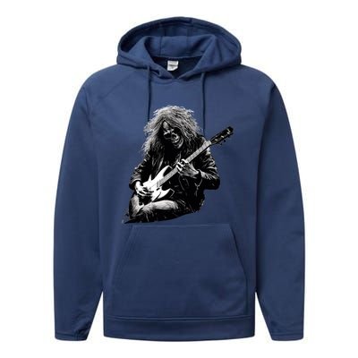 Skeleton Guitar Guy Rock And Roll Band Rock On Gift Performance Fleece Hoodie