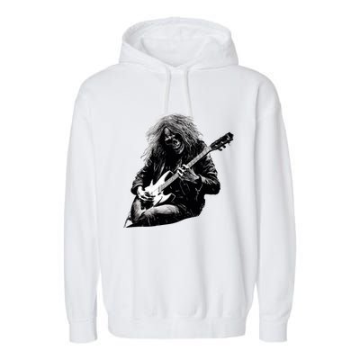 Skeleton Guitar Guy Rock And Roll Band Rock On Gift Garment-Dyed Fleece Hoodie