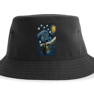 Starry Guitar Gifts Guitarist Rock Concert Festival Guitar Sustainable Bucket Hat