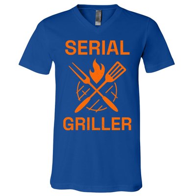Serial Griller Grilling Bbq Grill Master Smoker Cooking Dad Great Gift V-Neck T-Shirt