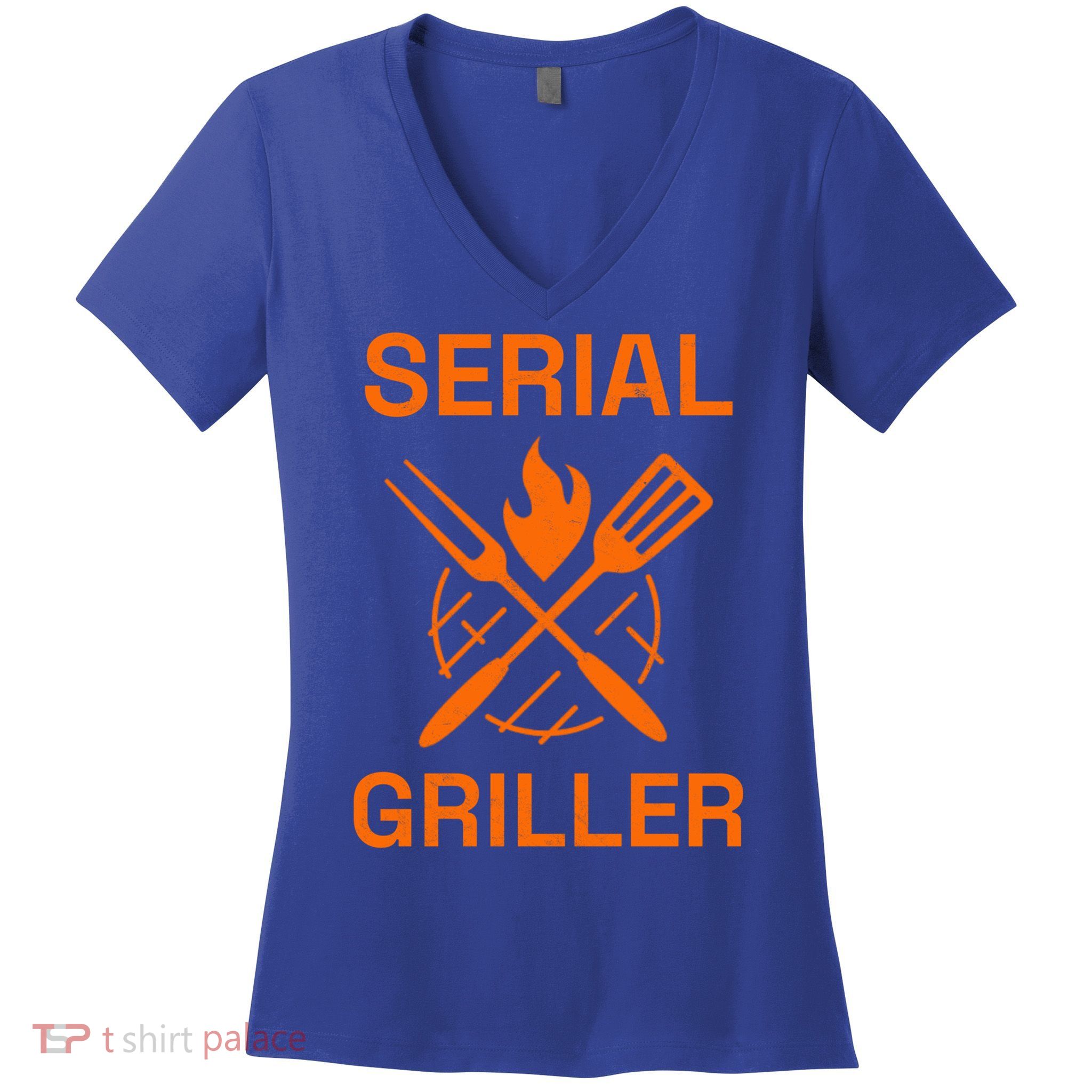 Serial Griller Grilling Bbq Grill Master Smoker Cooking Dad Great Gift Women's V-Neck T-Shirt