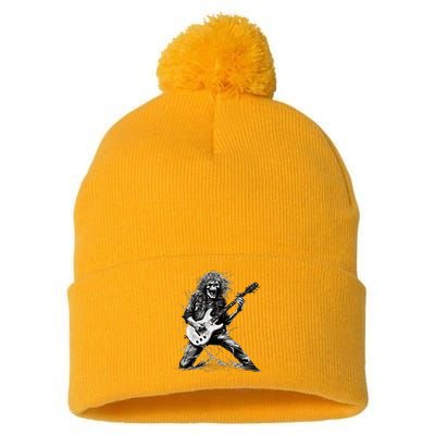 Skeleton Guitar Guy Rock And Roll Band Rock On Pom Pom 12in Knit Beanie