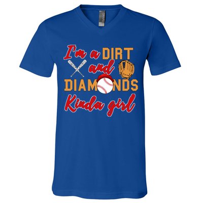 Softball Great Gift Dirt And Diamonds Kinda Great Gift V-Neck T-Shirt