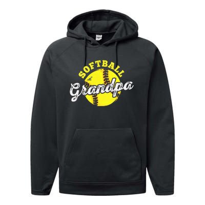 Softball Grandpa Grandfather Fathers Day Performance Fleece Hoodie