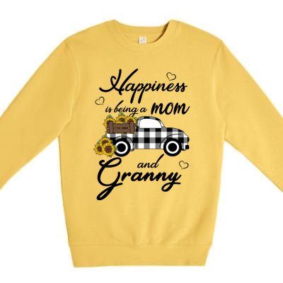 Sunflower Grandma Gift Happiness Is Being A Mom And Granny Gift Premium Crewneck Sweatshirt