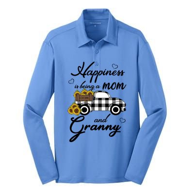 Sunflower Grandma Gift Happiness Is Being A Mom And Granny Gift Silk Touch Performance Long Sleeve Polo