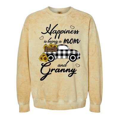 Sunflower Grandma Gift Happiness Is Being A Mom And Granny Gift Colorblast Crewneck Sweatshirt