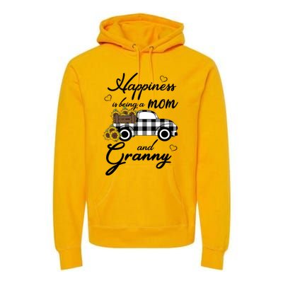 Sunflower Grandma Gift Happiness Is Being A Mom And Granny Gift Premium Hoodie