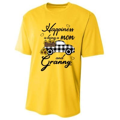 Sunflower Grandma Gift Happiness Is Being A Mom And Granny Gift Performance Sprint T-Shirt