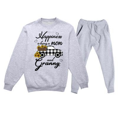 Sunflower Grandma Gift Happiness Is Being A Mom And Granny Gift Premium Crewneck Sweatsuit Set