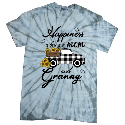 Sunflower Grandma Gift Happiness Is Being A Mom And Granny Gift Tie-Dye T-Shirt