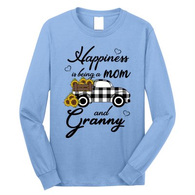 Sunflower Grandma Gift Happiness Is Being A Mom And Granny Gift Long Sleeve Shirt