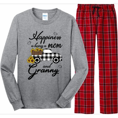 Sunflower Grandma Gift Happiness Is Being A Mom And Granny Gift Long Sleeve Pajama Set