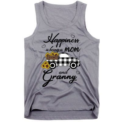 Sunflower Grandma Gift Happiness Is Being A Mom And Granny Gift Tank Top