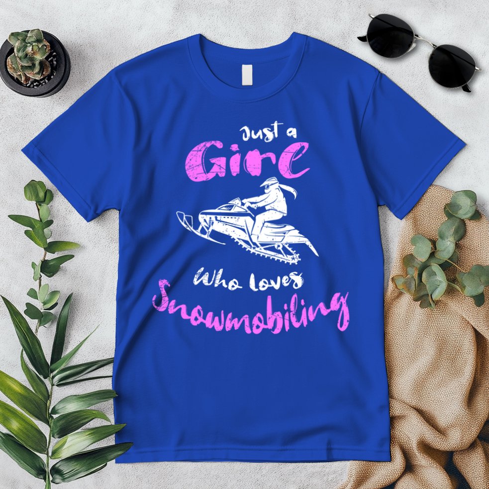 Snowmobile Girl Gift I Just A Girl Who Loves Snowmobiling Great Gift Premium T-Shirt