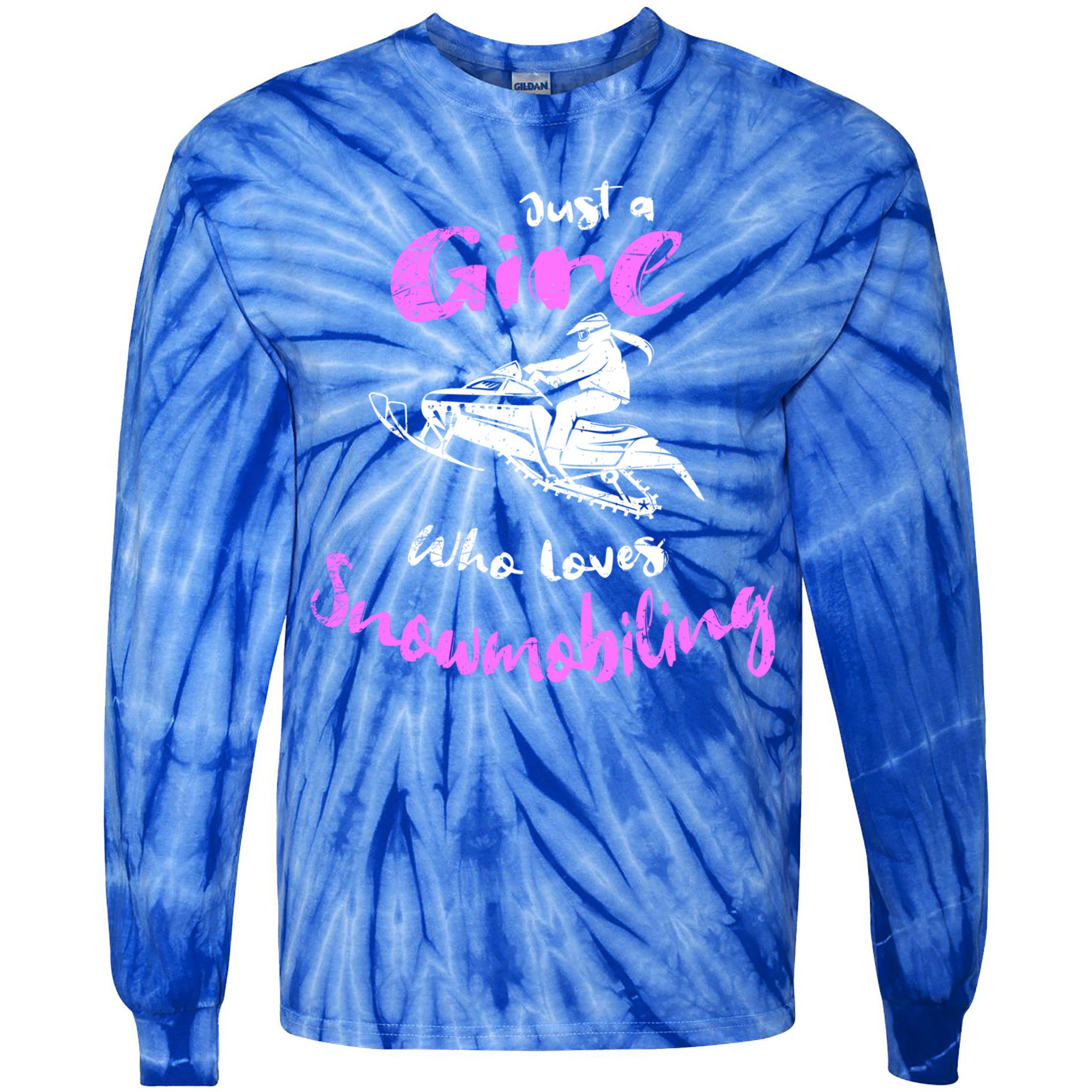 Snowmobile Girl Gift I Just A Girl Who Loves Snowmobiling Great Gift Tie-Dye Long Sleeve Shirt