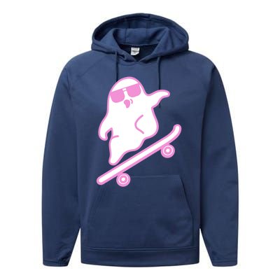 Skateboarding Ghost Great Gift Performance Fleece Hoodie