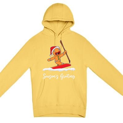 Season's Greetings Gingerbread Snowboarding Boarder Gift Premium Pullover Hoodie