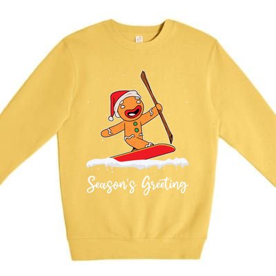 Season's Greetings Gingerbread Snowboarding Boarder Gift Premium Crewneck Sweatshirt