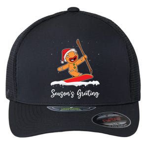 Season's Greetings Gingerbread Snowboarding Boarder Gift Flexfit Unipanel Trucker Cap