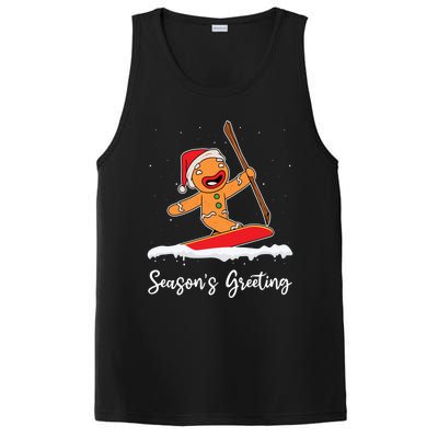 Season's Greetings Gingerbread Snowboarding Boarder Gift PosiCharge Competitor Tank