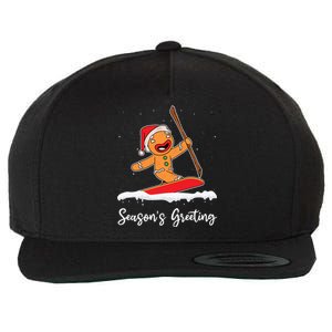 Season's Greetings Gingerbread Snowboarding Boarder Gift Wool Snapback Cap