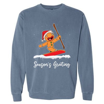 Season's Greetings Gingerbread Snowboarding Boarder Gift Garment-Dyed Sweatshirt