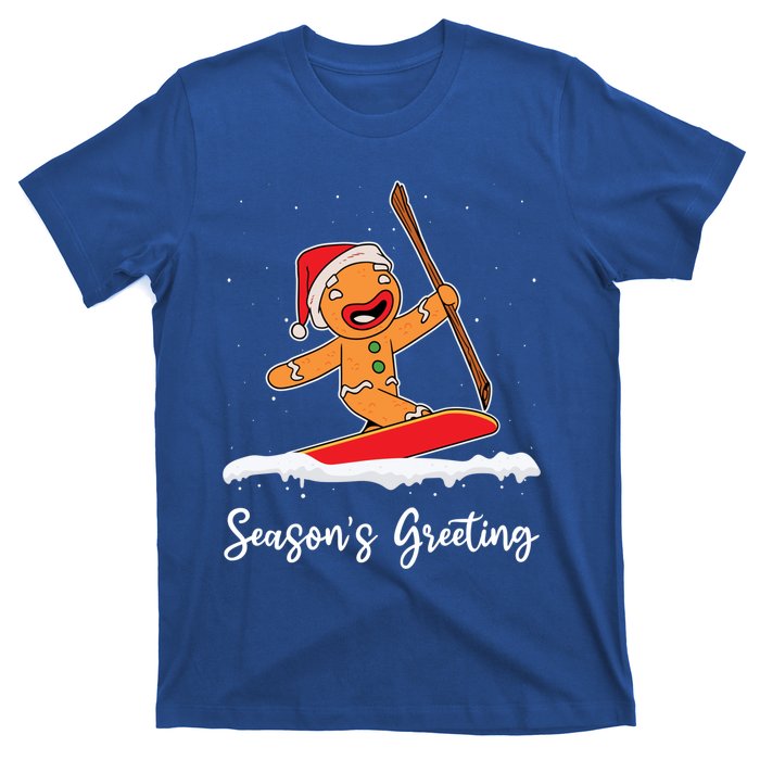 Season's Greetings Gingerbread Snowboarding Boarder Gift T-Shirt