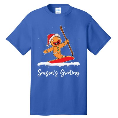 Season's Greetings Gingerbread Snowboarding Boarder Gift Tall T-Shirt