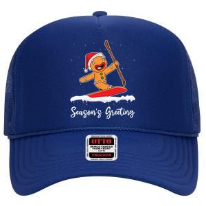 Season's Greetings Gingerbread Snowboarding Boarder Gift High Crown Mesh Back Trucker Hat