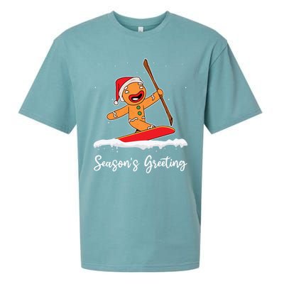 Season's Greetings Gingerbread Snowboarding Boarder Gift Sueded Cloud Jersey T-Shirt